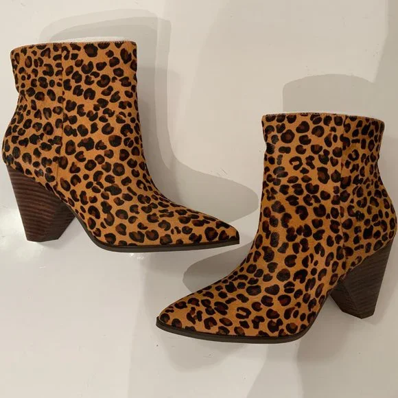 NIB LUCKY BRAND MUNISE2 LEOPARD HAIR CALF BOOTIES 8.5 - Picture 3 of 5